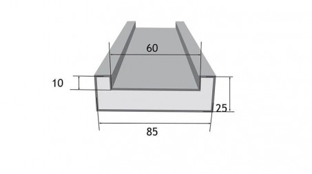 Table adaptable pour vé, hauteur 25 mm, largeur 85/60, longueur 2100 mm